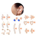 Set 10 Stainless Steel Bar Cartilage Piercing Studs Star Heart Flower Moon Rook Earlobe Screw Statement Earrings Tragus Conch