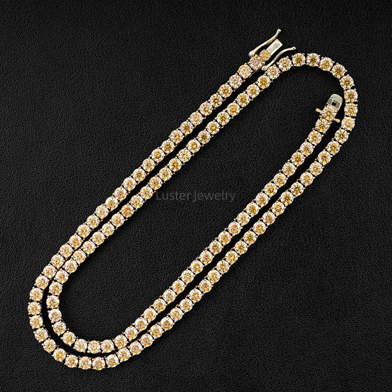 Luster Men Women Hip Hop Iced Out Fine Jewelry 10K 14K 18K Vvs Moissanite Tennis Chain Necklace