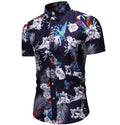Summer Men's Floral Short Sleeved Shirt Youth Fashion Trend Casual Shirt Hawaii Beach Tops