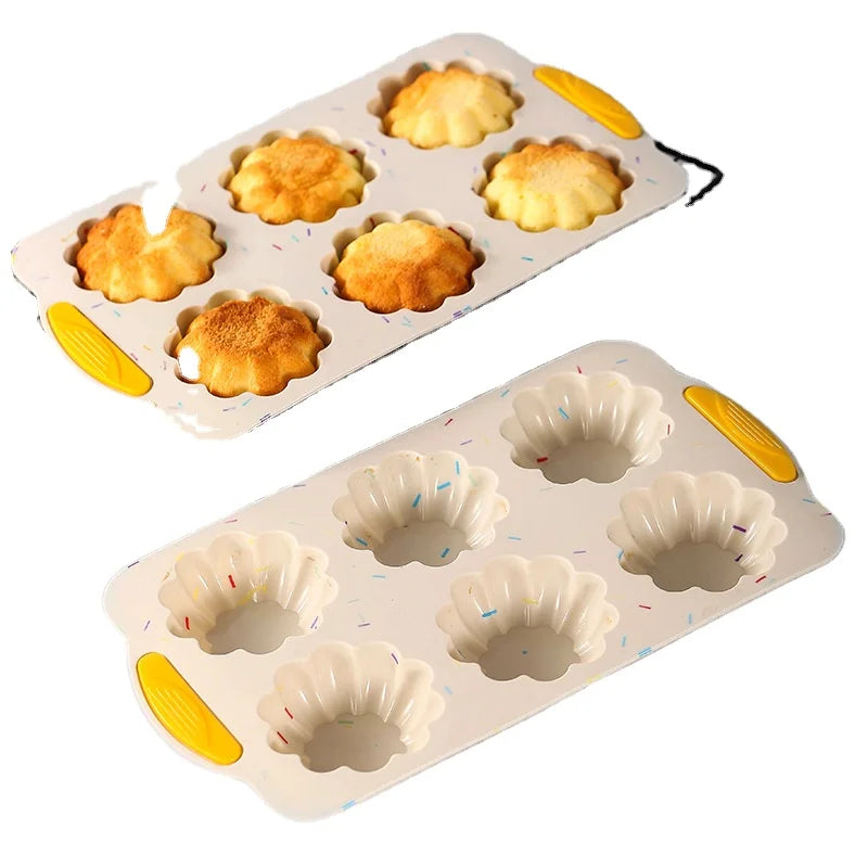 Manjia 8 Cups Silicone Muffin Pan Nonstick BPA Free Cupcake Pan Flower Muffin Silicone Mold