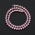 High Quality 6mm Heart CZ Tennis Chain Gold Plated Rose Gold love Hear Shape Tennis Chain with Extension Chain Tennis Chocker