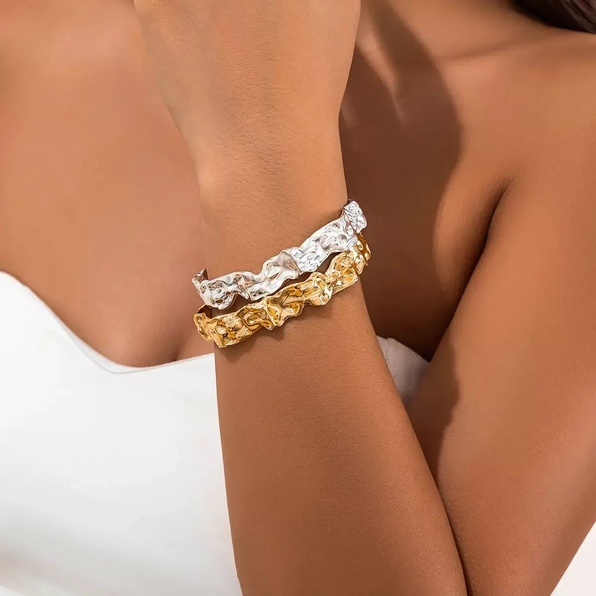 Punk Vintage Irregular Open Cuff Wide Bangles for Women Goth Heavy Metal Arm Bracelet Pulseras Grunge Jewelry Steampunk Men New