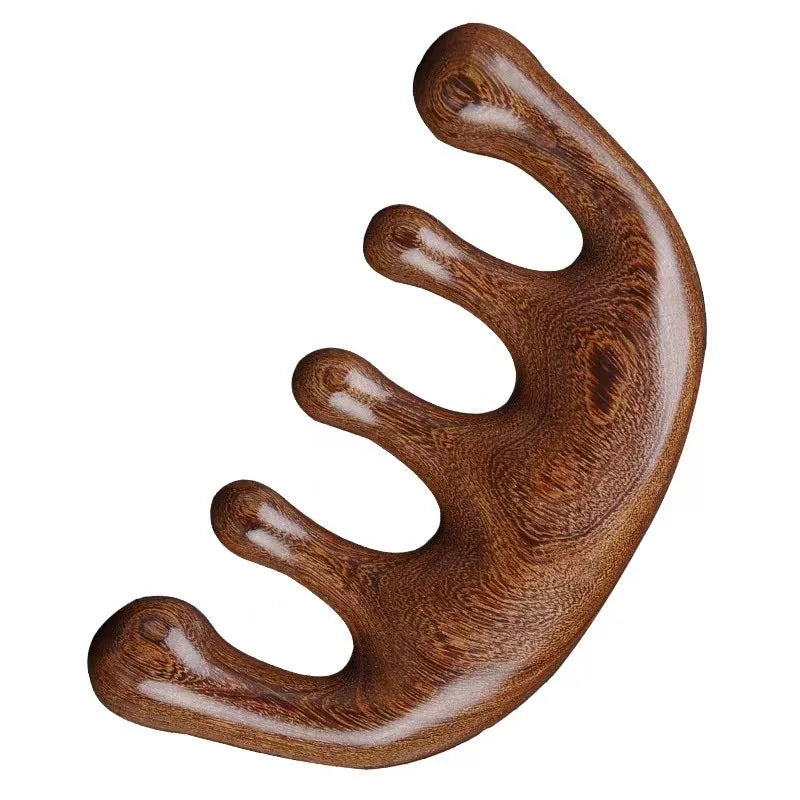 Wholesale Handheld No Static Meridians Massager Tool Face Lifting Green Sandalwood Head Hair Scalp Massage Comb