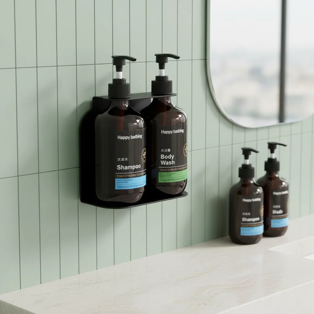 Double Soap Dispenser Bracket Matte Black Hotel Liquid Soap Dispenser Wall Holder Bracket