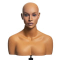 Ready to Ship Black Realistic Face Mannequin Head With Shoulder Makeup Jewelry Display Head Display