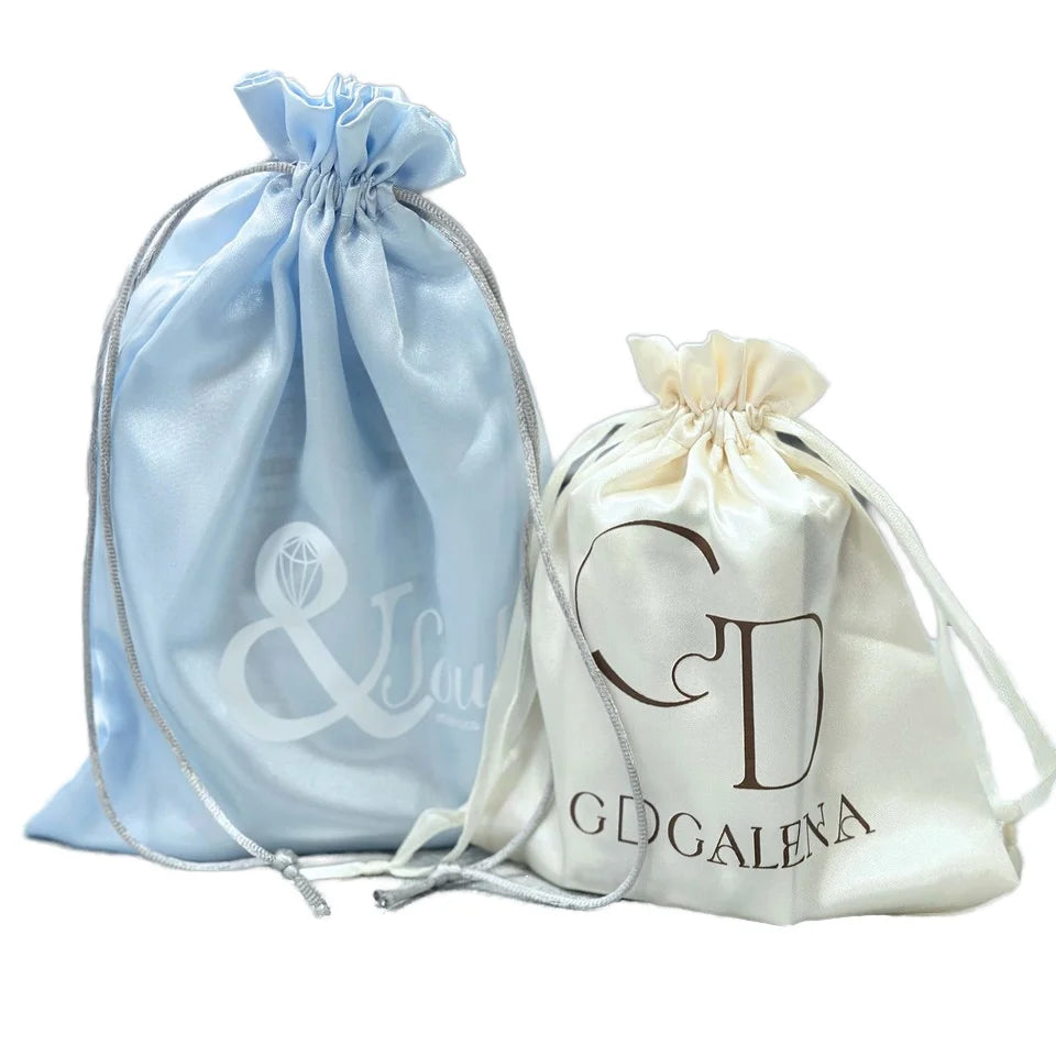 Wholesale Mini Satin Drawstring Bags Smooth Silk Fabric Custom Logo Printed Jewelry Gift Packaging Pouch Bags