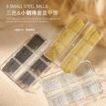 Gold/Silver Nail Art Metal Round Beads 6Grids/Box Stainless Steel Ball Bead Micro Steel Ball Nail Studs Design