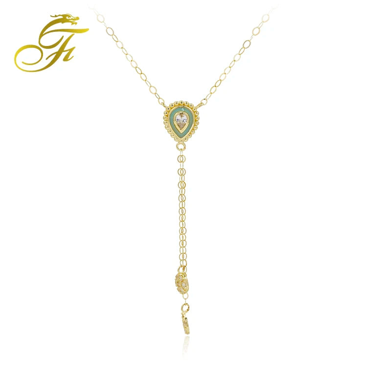 Women's 18K Pure Gold Trendy Choker Necklace Luxury Fine Jewelry Gift Set Wedding Engagement Zircon Link Chain