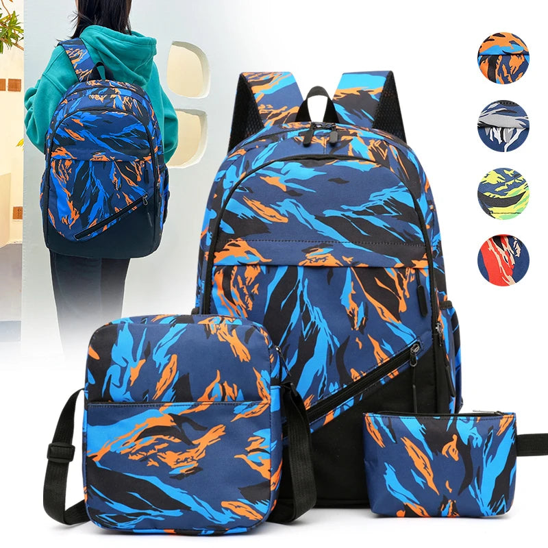 School Bag Set Backpack Kids Mochila Escolar 17 Inch Nylon Multi Colors Large Capacity School Backpack Travel Backpack