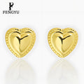 18K Gold Luxury Puffy Heart Stud Earrings for Women Fashion Simple Earring Custom 925 Sterling Silver Fine Jewelry Wholesale