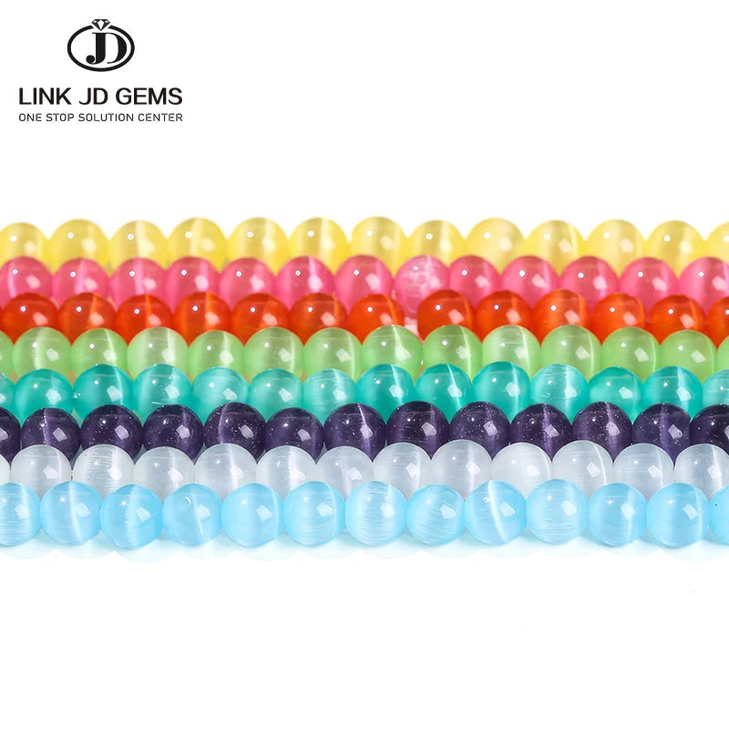 Wholesale Multicolor Optional 4-14mm Smooth Cat Eye Stone Round Beads Glass Cat Eye Round Loose Spacer Beads for Jewelry Making