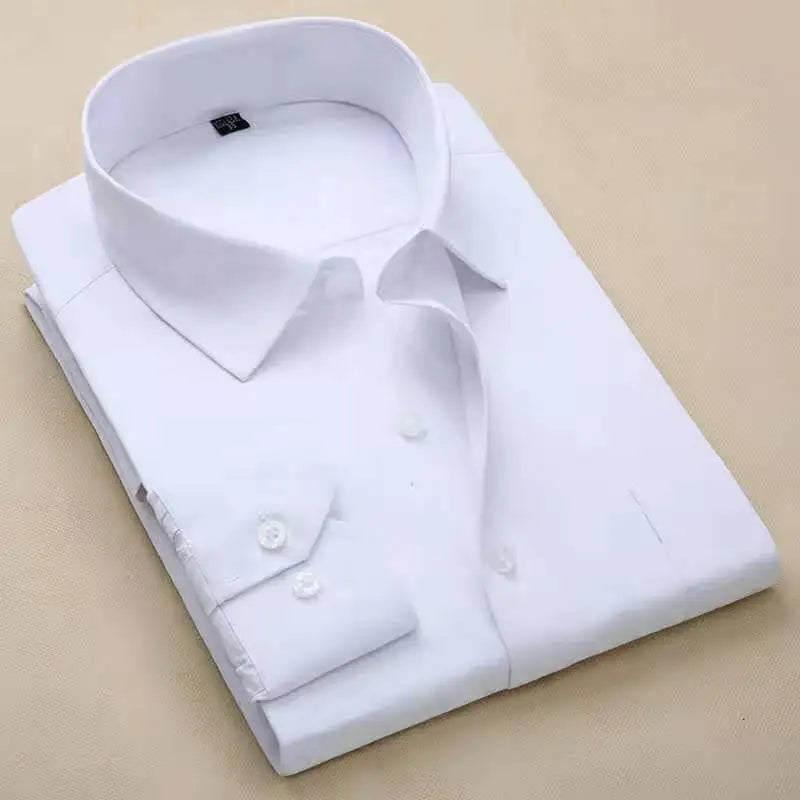 Recommend 8xl  Twill /solid Plain Long Sleeve Business Men Dress Shirts With Pocket Work Plus Size Quality Well Fit Male Blouses