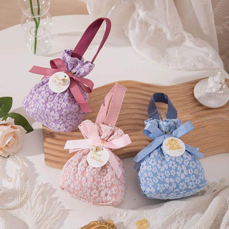 Wholesale Custom Printing logo Portable Wedding Candy Accompanying Cloth Bag
