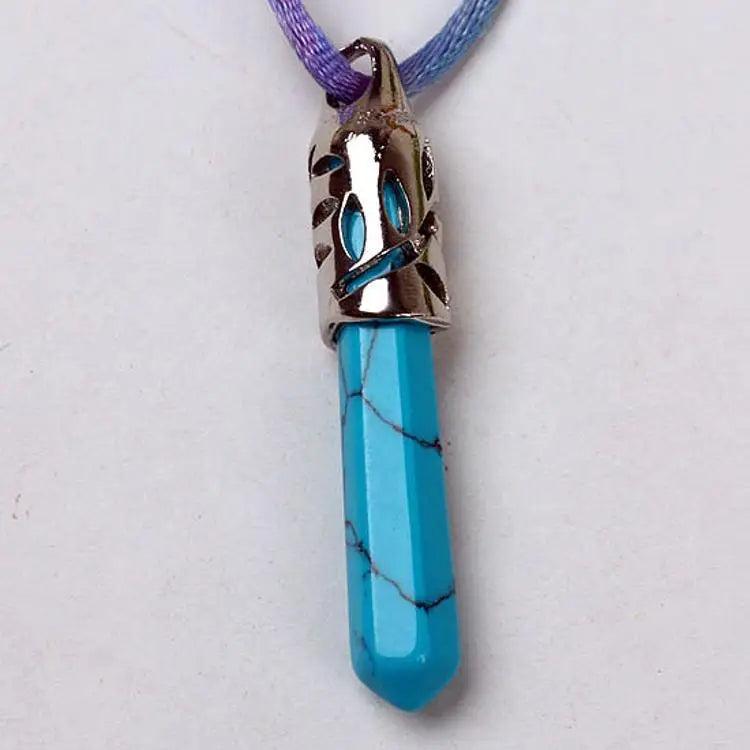 2025 Wholesale Chakra Reiki Spiritual Opal NecklaceCrystal Point Blue Turquoise Healing Crystal Pendulum Necklace