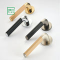 Doorplus Modern Luxury Wood Internal Door Handle with Leather Zinc Alloy Bedroom Bathroom Door Handle for Hotels Outdoor Use
