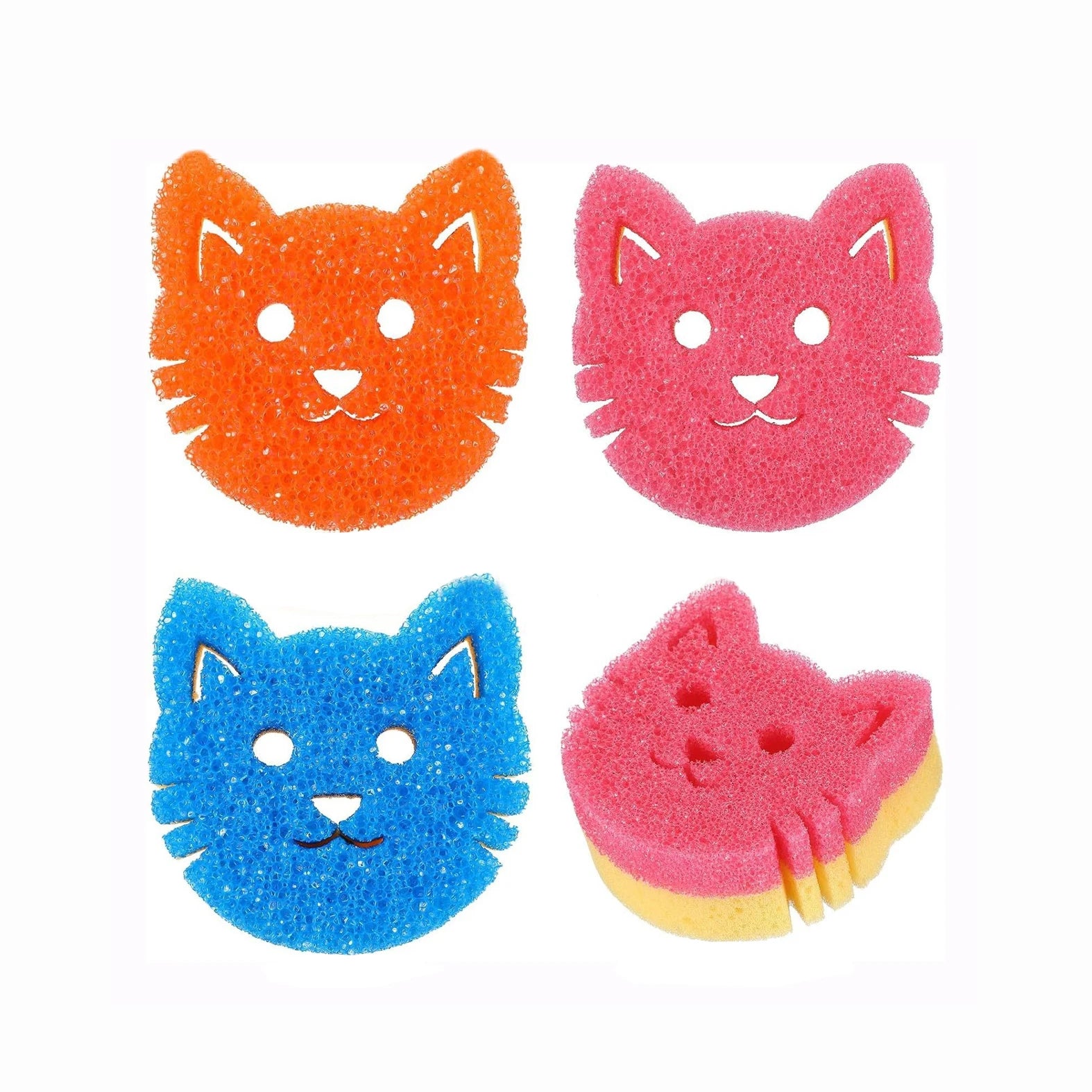 High Quality Eco-Friendly New Design Smile Face Soft Warm Water Scratch-Free Kitchen Scrubbing Sponges Strong Decontamination