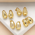2024 New Wholesale Copper Inlaid Cubic Zirconia Geometric Shape 18K Gold Plated Party Earrings Fashion Jewelry for Unisex