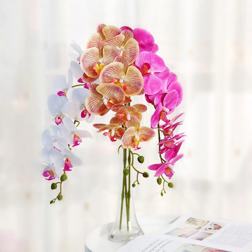 B0039 Red Yellow White pink Orchid Flowers Wedding Fragrant Orchid Real Touch Silk White Artificial Orchid for Party Decoration