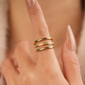 G3833 Wholesale Triple Layer Band Ring Stainless Steel 2mm Stackable Interlocking Three Layer Rings for Women Fashion Jewelry