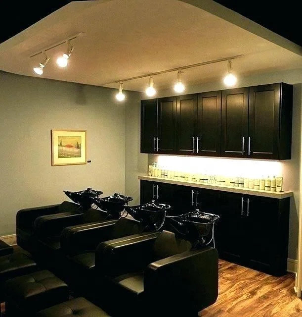 Salon Shampoo Station Backwash Hairstylist Display Cabinet Shampoo Area Towel Cabinets