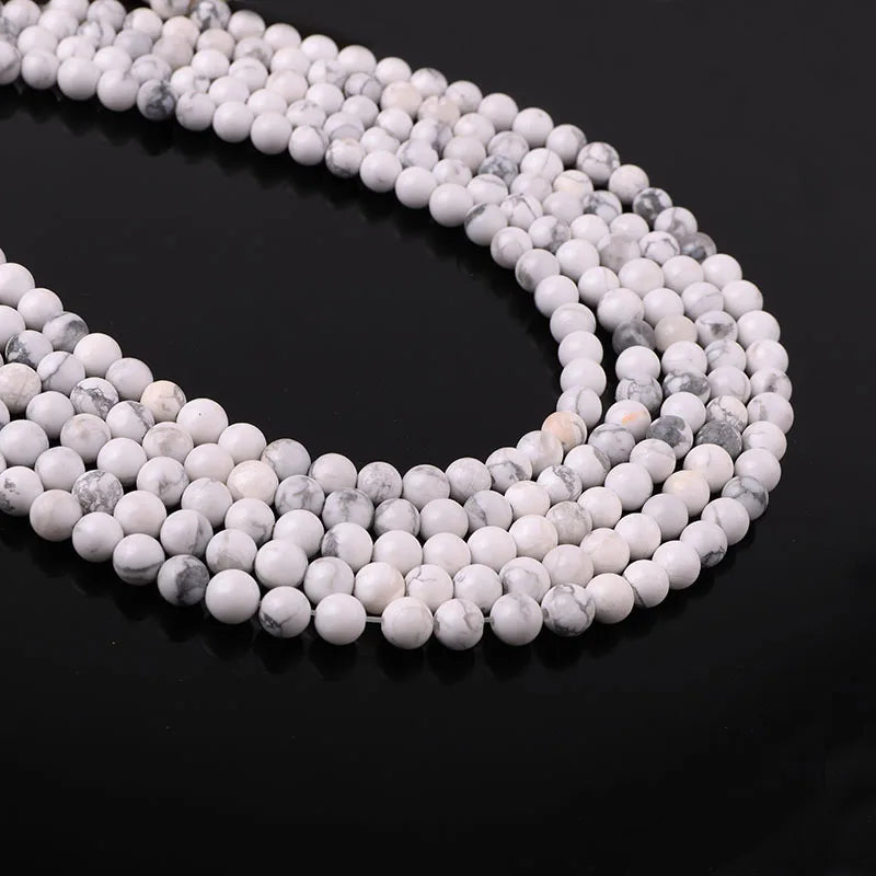 Wholesale High Quality Natural Stone 4/6/8/10/12mm Howlite White Turquoise Stone Loose Beads for Jewelry Making