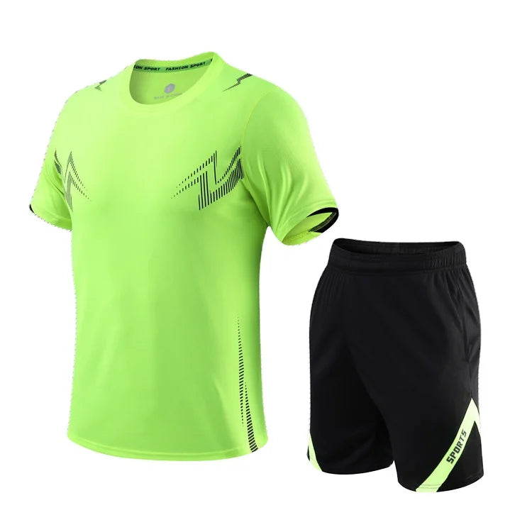 Summer Men's Two Piece Set Sports T-shirt and Shorts Set Men Sports Suit Fashion Short Sleeve Tracksuit