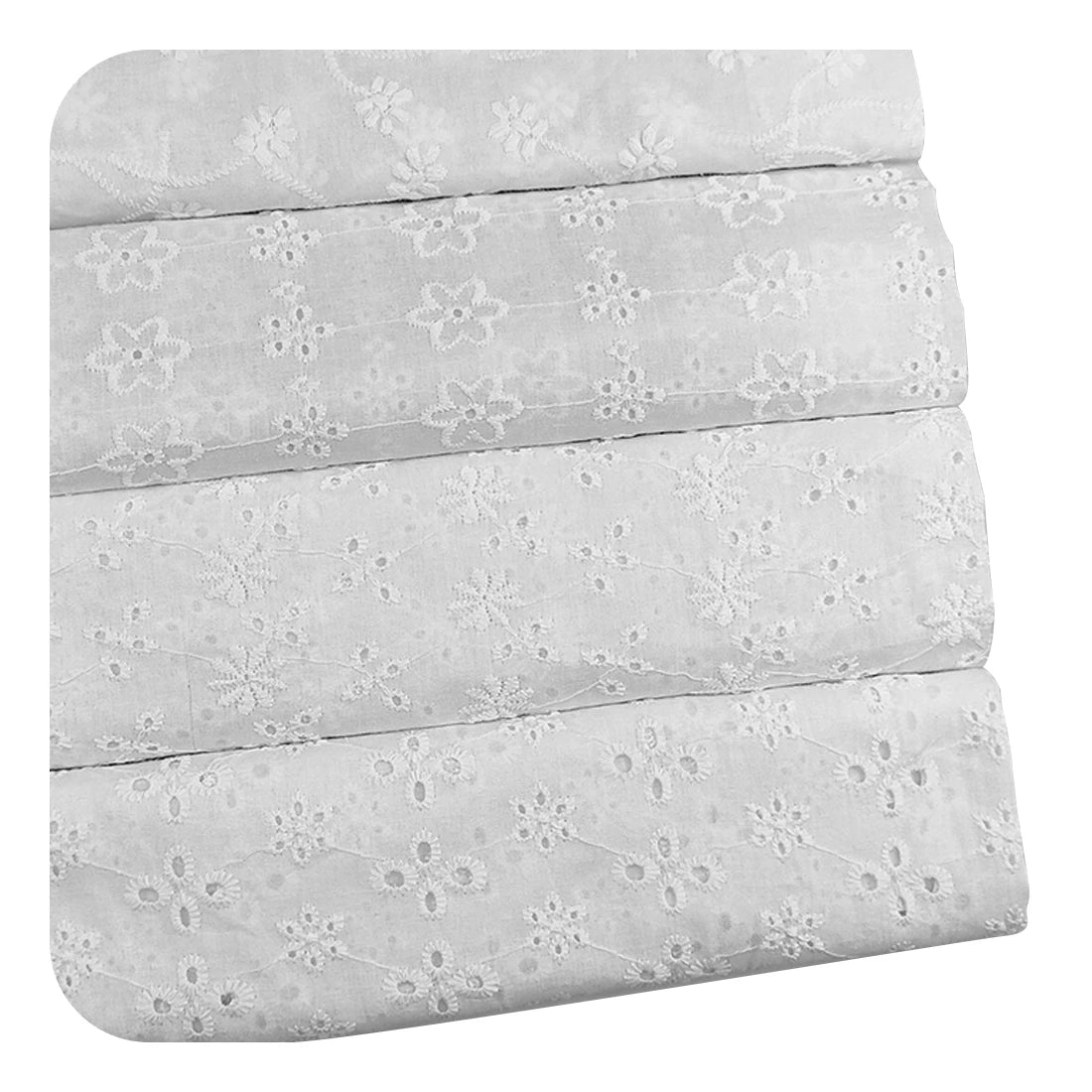 100% Cotton Fancy White Lace Border Embroidery Fabric Sustainable 30 Meters Roll for Wedding Accessories