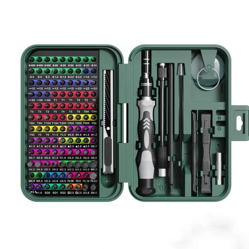 Mini Precision Screwdriver Set With Color-coded Identification 132 in 1 Micro Magnetic Repair Tool Kits With Storage Box