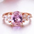 SC Luxury Imitate Diamond Proposal Engagement Ring Gift Women 18K Rose Gold Silver Oval Pink Princess Crystal Rings for Girls