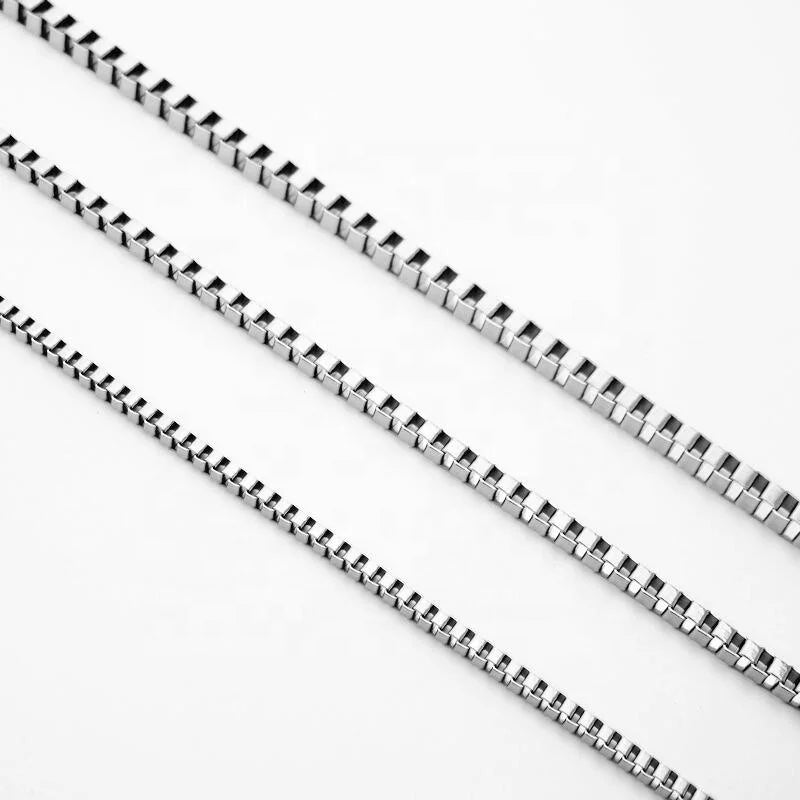 1.5/2/2.4/3mm Stainless Steel Box Link Chain Jewelry Accessories 18k Gold Plated 45cm 50cm 55cm 65cm Square Box Chains Necklace