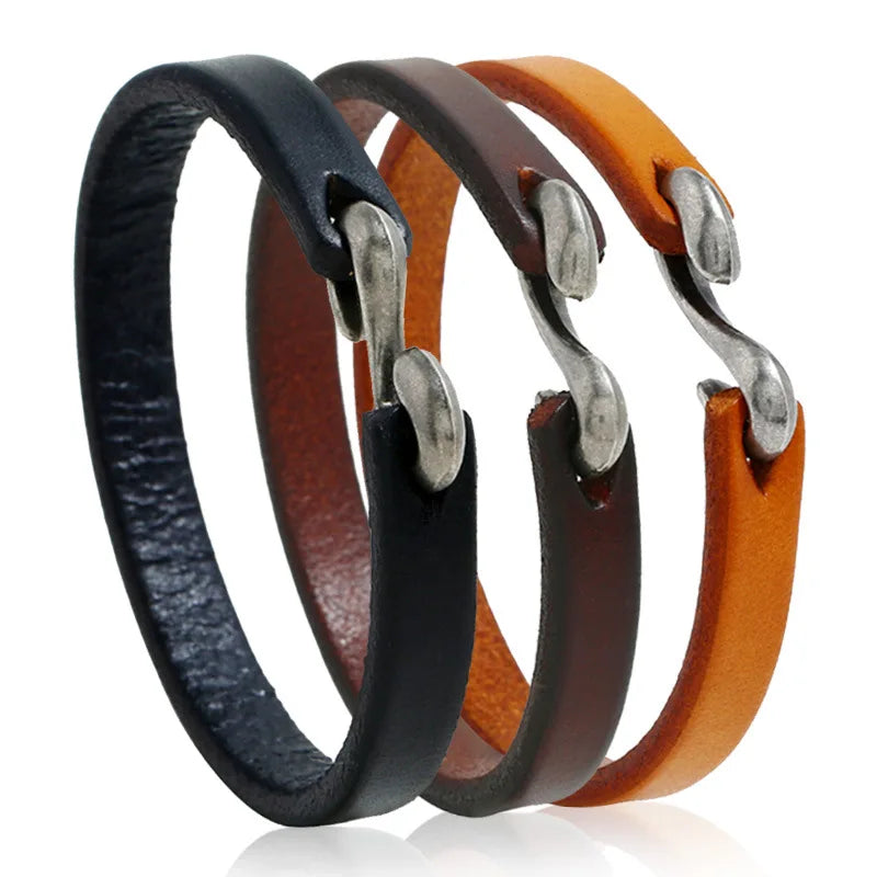 New Retro Simple Leather Bracelet Men's Jewelry Fashion  Punk Rock Leather Bracelet