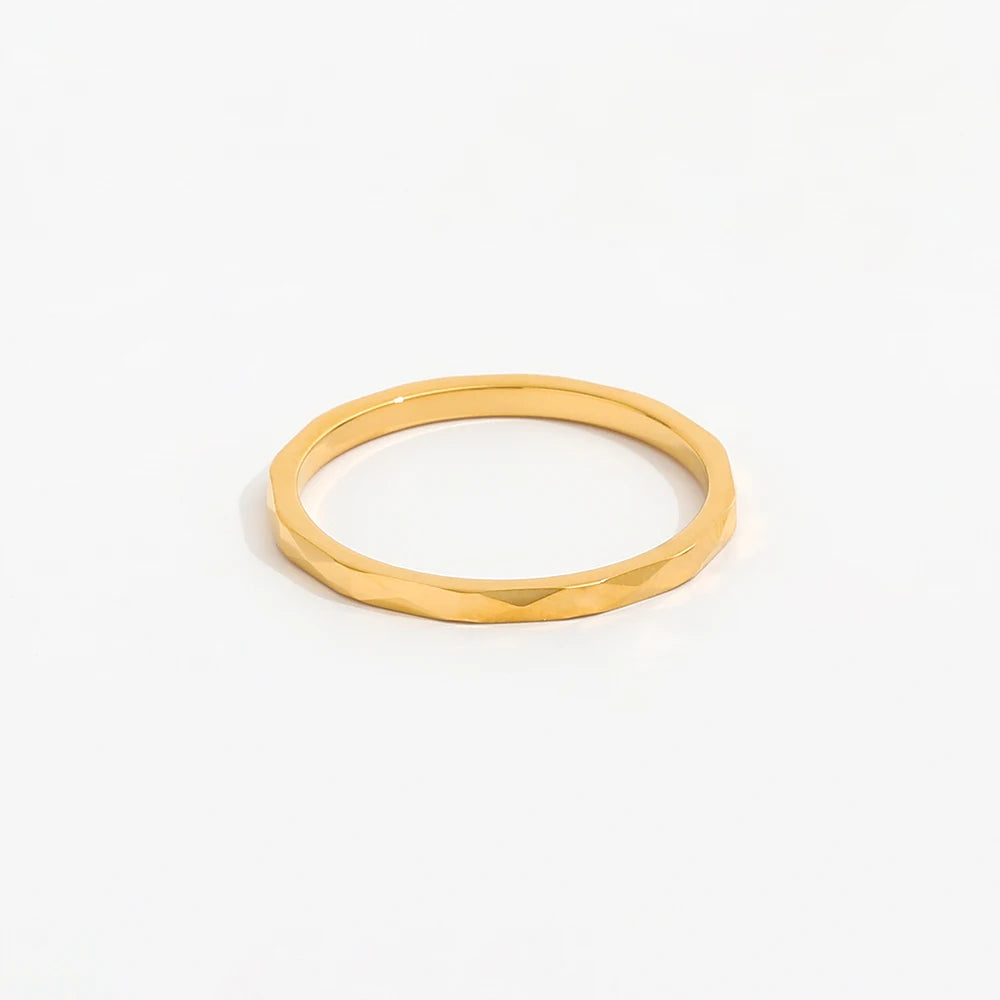 Fenny Jewelry Versatile Cubic Cut Minimalist Stainless Steel Thin Pointed Ring No Fade&Tarnish Free Wholesale Jewelry
