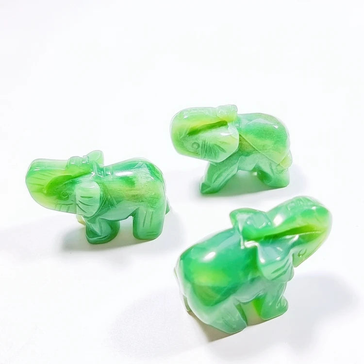 Funny green aventurine Crystal Elephant Figurines Hand Carved Animal Figurines In HZ the new