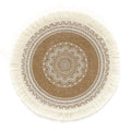 Bohemian Mandala Style Linen Jute Placemat Heat Insulation Anti-Scalding Pot Cup Pad Tassel Decorative Household Item