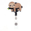Wholesale Cute Enamel Sloth Retractable Badge Reel Rhinestone Animal Nurse Gifts Accessories with Lying on a Branch Design