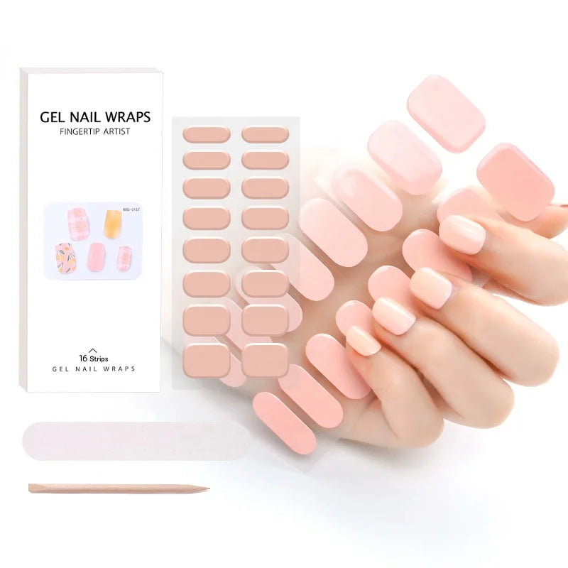 Factory Direct Wholesale UV Gel Nail Strips Non-Toxic Fashionable Semi Cured Gel Nail Stickers for Daily Nail Art DIY