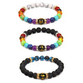 MANCHAO Women's Colorful Volcano Stone Bracelet Six Character Proverbs Fashion Jewelry with Diamond for Yoga Wedding Party
