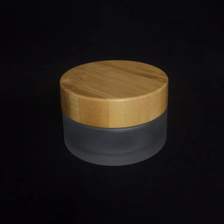 5ml 10ml 15ml 20ml 30ml 50ml 60ml 100ml Cosmetic Mini Frosted Clear Glass Cream Jar with Bamboo Plastic Lids