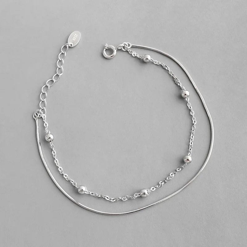 HOVANCI Best Selling 925 Sterling Silver Chain Bracelet for Women Double Layer for Wedding Party Christian Symbol Great Gift
