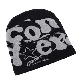 Wholesale Custom Y2K Hip Hop 90s Fashion Pom-pom Jacquard Knitted Unisex Beanie Hats Warm for Beach & Travel