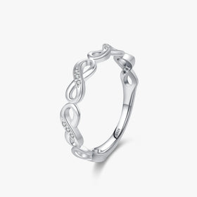 Ailmay 925 Sterling Silver Romantic Infinite Love Finger Ring Shiny Zirconia for Women Classic Wedding Anniversary Jewelry Gift