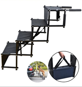 ZMaker Non-Slip Portable Large Dog Car Stairs 4 Steps Folding Pet Ladder Ramp Lightweight Pet Dog Car Stair