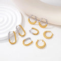Wholesale Classic Minimalist Stainless Steel Two Tone Oval Hoop Earrings Gold Filled Trendy Ladies Jewelry for Wedding and Party