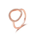 Crystal O Shape Rings Stainless Steel Gold Silver Hollow Out Rings for Women