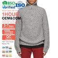 CY Wholesale Men's 100% Wool 1/4 Zipper Sweater Solid Color Knitted Pullover for Winter 2022 ODM Supply