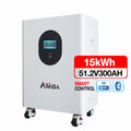 Amiba 51.2V 300Ah 15kWh 11000 Cycles 30KWh Mobile Solar Lithium Ion Server Floor Mounted Lifepo4 Battery Pack for Solar System