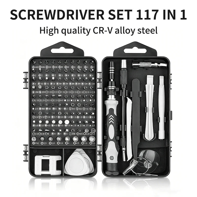 OEM Precision 117 1 Screwdriver Set Magnetic Steel Handle DIY Grade Torx Phillips Hex Bits Kit for PC & Mobile Phone Repair