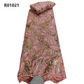 CHOCOO Newest Sequins Dubai Ribbon Corded Tulle Fabric Blush Color African Embroidery Lace Fabric