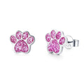 Wholesale Custom Cute Animal Jewelry 925 Sterling Silver Dog Cat Paw Print Stud Earrings