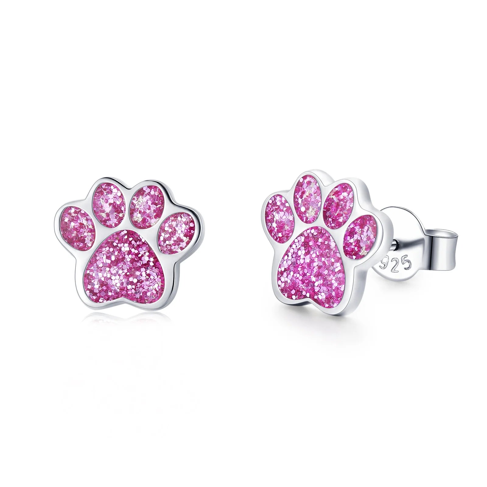 Wholesale Custom Cute Animal Jewelry 925 Sterling Silver Dog Cat Paw Print Stud Earrings